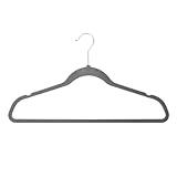Rutschfeste Samt-Kleiderbügel, 35 cm, Beflockungshaken für Hemden und Mäntel, spurfrei, ideal für Kinderbekleidungsgeschäft, Grau, 10 Stück