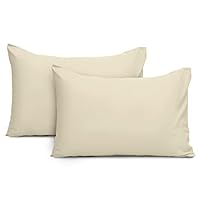 Imperial Rooms Pillow Cases 2 Pack Brushed Microfibre Pillow Covers (Cream, Pillow Cases 2 Pack)