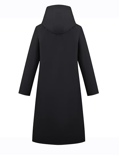 wantdo Long Rain Coat for Women Waterproof Raincoat with Hood Full Length Windbreaker Packable Trench Rain Jacket2