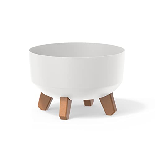 Pot de fleurs bas 3,8L avec pieds amovibles et insert 235 mm, Blanc