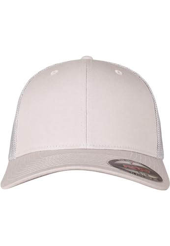 Image of Flexfit Trucker Mesh Fitted Cap | 6-Panel, Mid-Profile, Stretchable Mesh Backing, Flexfit Sweatband, Curved Visor, Silver Undervisor