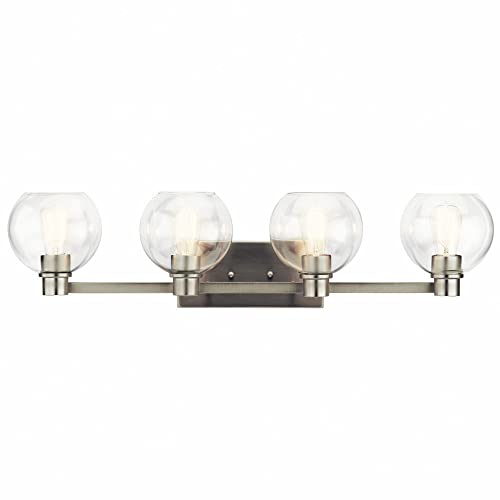 Image of Kichler Harmony 33.5 inch Vanity Light in Brushed Nickel, 3-Light Traditional Bathroom Vanity with Clear Glass, (33.5 inch W x 8.25 inch H), 45895NI