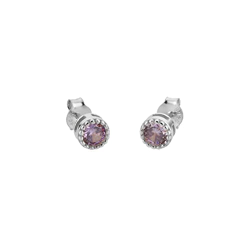 Boucles d'oreilles Argent Sterling 925 dorées et pierres violettes rectangulaires