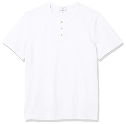 AG Adriano Goldschmied Men's The Clyde Short Sleeve Henley, True White, Medium