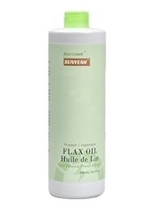 SUNYEAH Canadian Organic Flaxseed Oil - 100% Pure, cold presss, Unrefined, Non-GMO-Saskatchewan Harvest - Essential Fatty Acids - 8 g Omega3 per serving (500ml)
