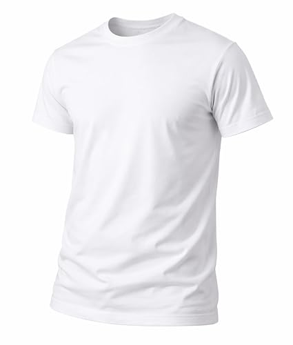 Image of Fruit of the Loom Men's Crew Tee Undershirts, Moisture Wicking & Tag Free - White - 3 Pack Large