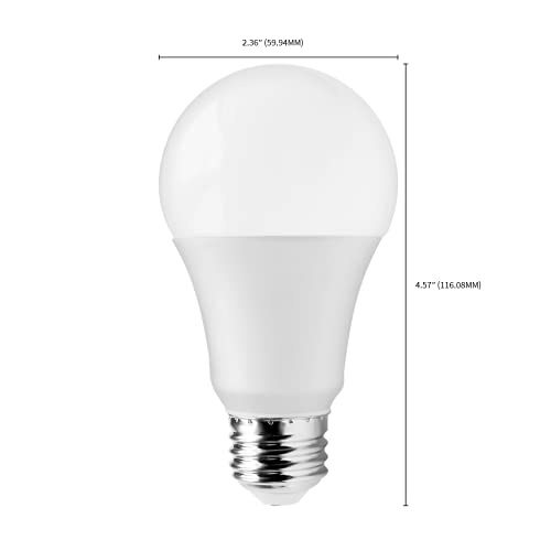 Image of Satco S11419, A19 LED Bulbs, 100W Replacement, 5000K, 10-Pack, 1600 Lumens | 1,600 lumens each, 14W energy use, Enclosed fixture approved, Damp location rated, Commercial or residential use