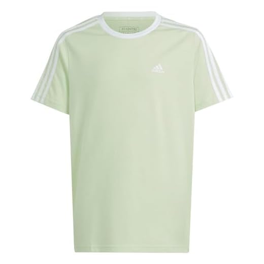 adidas Bambina Essentials 3-Stripes Cotton Loose Fit Boyfriend Tee, Semi Green Spark/White, 13-14 Years