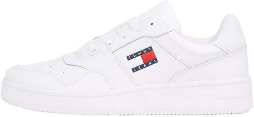 Tommy Jeans Hombre Sneaker con suela cupsole Zapatillas, Blanco (White), 43