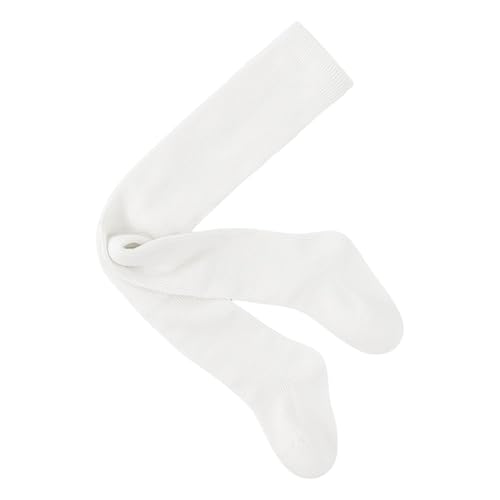 jieGorge Mallas térmicas de algodón para niñas de 0 a 8 años, cintura elástica, antideslizantes, leggings de punto para bebés y niños pequeños, color liso, cómodas y transpirables, blanco, 6-8 años