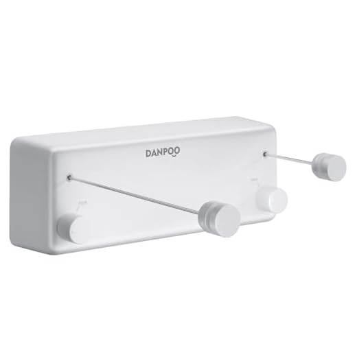 Danpoo Retractable Clothesline, 13.8 Ft Stainless Steel Double Clothes line retracting Indoor, Heavy Duty Laundry Line Retractable, Wall Mounted, White