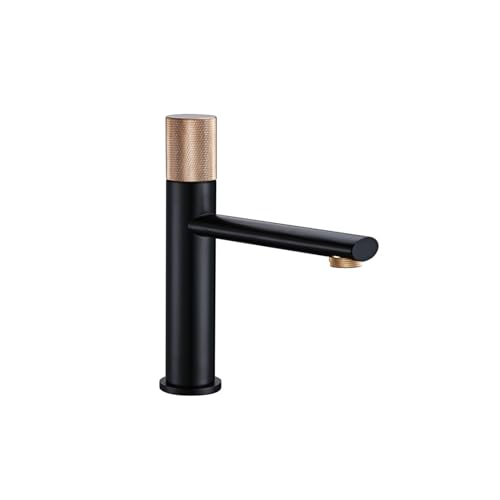 Grifo mezclador monomando negro y oro rosa S para lavabo de baño 2