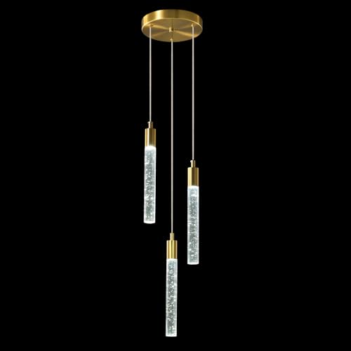 ZPBSJ Moderna lámpara colgante de isla de cocina LED Oro mini lámpara colgante mesita de noche dorada pequeña (3 luces)