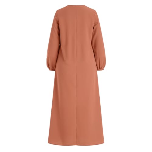 Image of ODIZLI Ramadan Women's Muslim Abaya Prayer Dress Kaftan Dubai Islamic Dress Long Sleeve Stand Collar Zip Up