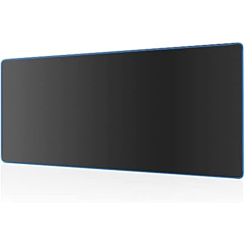 Large Gaming Mouse Pad(35.4x15.7x0.16in), Black Thick Computer Extended Mousepad for Laptop, Smooth Keyboard Mat with Non Slip Rubber Base, Stable Desk Pad Blotter with Durable Stitched Edges Cover