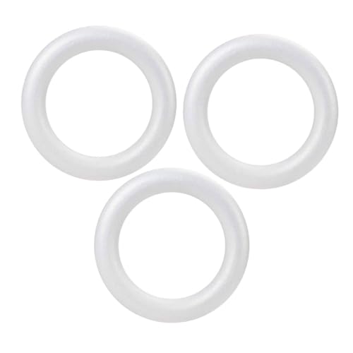 DOITOOL 3pcs White Foam Wreath Circles for Crafts Decorative Polystyrene for Wedding Floral Arrangements Easy to Use Lightweight Foam Discs for All Ages