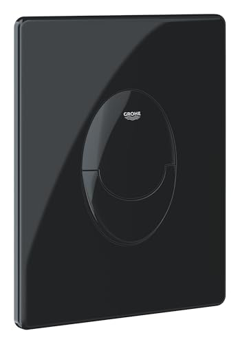GROHE Start Plaque de Commande, Double Touche Interrompable, Economie d'Eau, Montage Vertical, ABS, Glossy Black, 38964Kv0