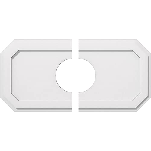 Ekena Millwork CMP30X15ED2-07000 Emerald Architectural Grade PVC Contemporary, Two Piece Urethane Ceiling Medallions 30"W x 15"H x 7"ID x 10 1/2"C x 1"P