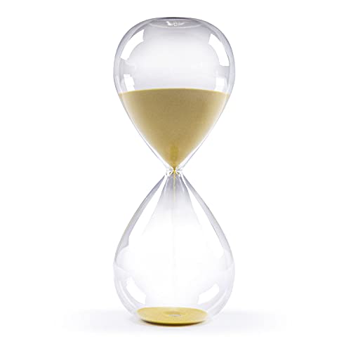 Hourglass Sand Timers - Swisselite Biloba Hourglass Sand Timer Inspired Glass/Home, Desk, Office Decor (8Inch-30Mins Gold) #TOP3