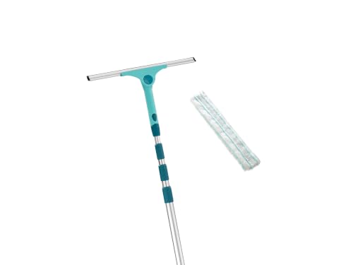 Leifheit Set Window Slider XL mit Mikrofaserbezug und Teleskopstiel 415 cm, ausziehbare Teleskopstange von 160 bis 415 cm, Stiel für hohe Räume, ideal für...
