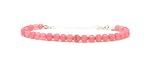 Plata de primera ley 925 Pulsera de jade rosa piedra natural de 4mm de grosor plata de primera lay ajustable de 16 cm a 19 cm
