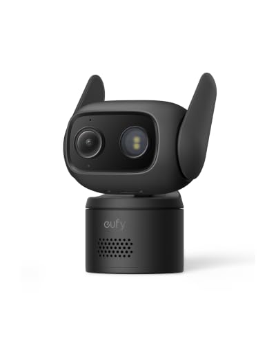 eufy Wired Cam C31,360° Coverage with Pan and Tilt,Indoor and Outdoor,Dual Antenna,Colour Night Vision,Subscription-Free,AI People/Vehicle/Pet/Crying Detection, 24/7 Recording,Black (Black, Solo)