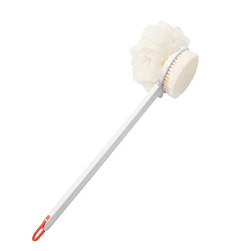 Metglad ボディブラシ 泡立ちやすい 長いハンドル 両面タイプ 美肌効果 抗菌 カビが生えない 人気 お風呂ブラシ バスグッズ 背中ニキビ 背中ブラシ シャワーブラシ バスブラシ 角質除去 角質ケア ホワイト