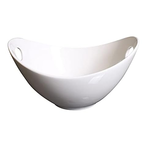 Schale oval mit Griffen Porzellan weiss Salatschale Obstschale Cover