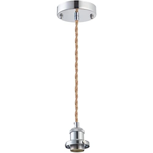 Image of Industrial Mini Pendant Light Kit, E26 Socket Pendant Hanging Light, Hemp Rope Vintage Hanging Pendant Light Cord, Adjustable Pendant Lights Ceiling Mount Kitchen Island Farmhouse