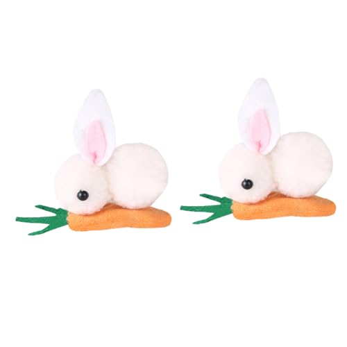 AUTSUPPL 2個ウサギのヘアクリップ 子供用ヘアピン ぬいぐるみ素材のかわいいヘアアクセサリー パーティー イースター 写真撮影用