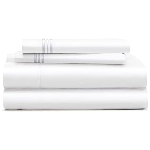 Cosy House 1500 Series Bed Sheets Set - Hypoallergenic Silky Soft Double Brushed Microfiber Bedding with Deep Pocket Fitted Sheet, Flat Sheet and 2 Pillowcases - Set of 4 - King, White Cover