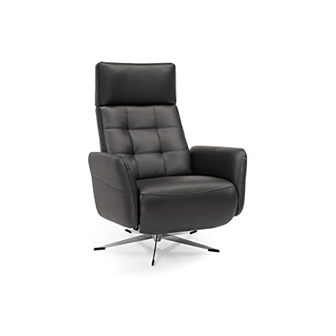Scandico TV-Sessel Sessel Bosse / Drehbarer Relax-Sessel mit stufenloser Rückenverstellung und ausklappbarem Fußteil / Herz-Waage-Position / 74 x 107 x 90 / Leder Schwarz Cover