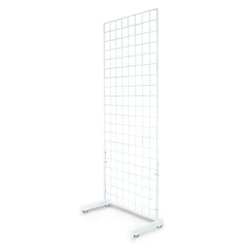 Display Stands Grid Panel 1-Way Shop Display 6ft High White Florist, Market, Fair, Retail (E3J12W/6)