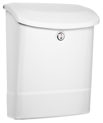 Image of Architectural Mailboxes Parkside Locking Wall Mount Mailbox, White, Medium | Galvanized steel build with a steel cam lock and key drop box and weather-resistant outdoor construction.