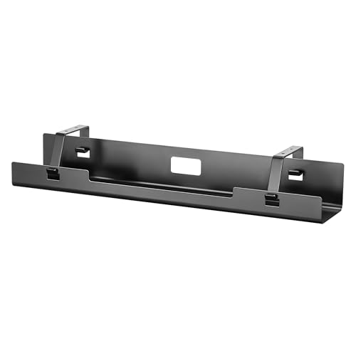 Image of ErgoYou - Detachable Under Desk Cable Tray for Wire Management - Power Strip Tray and Charging Wires Organizer - Drilling Needed - Easy and Quick Installation- 108 x 120 x 600 mm - Black
