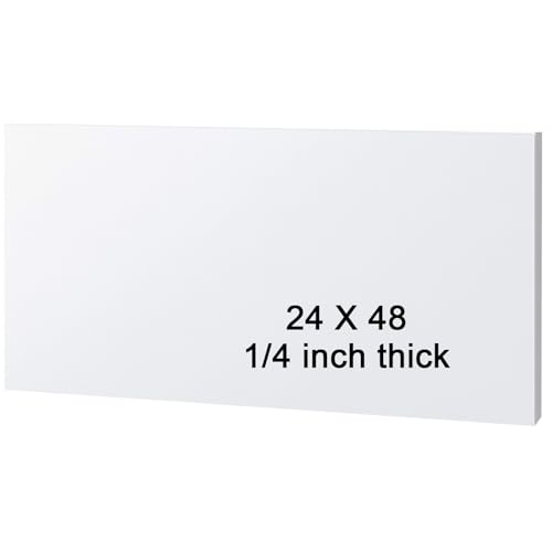 Image of HDPE Sheet 1 /4-24 inch x 48 inch High Density Polyethylene Sheets with Protective Film 1 /4 Thick HDPE Plastic Sheet Board Solid Plastic Block for Flat Panel DIY Projects Machining Home (White)