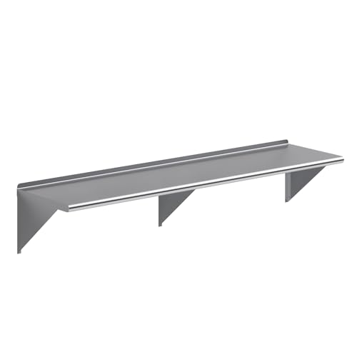 Image of AmGood 18 in. x 72 in. Stainless Steel Wall Shelf | NSF | Metal Shelving | Garage, Laundry, Storage, Utility Room | Restaurant, Commercial Kitchen