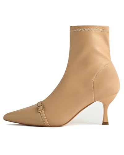 Kitten Heel Ankle Boots for Women Dressy Pointed Toe Chelsea Boots for Fall Low Heel Stretchy Upper Slip On Comfortable Women Booties for Winter2