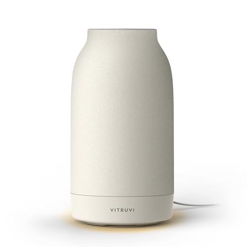 Vitruvi Air Waterless Diffuser for Home 1500 Sq Ft Coverage | Diffusers for Home Oil Diffuser Housewarming Gift Ceramic Finish 5 Adjustable Scent Strengths | White