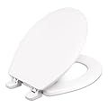 Centoco Wooden Toilet Seat Round, Closed Front with Cover, Residential, Made in the USA, 700-001, White
