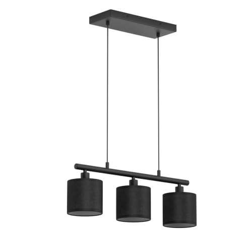 Klighten Suspension Luminaire E14 Abat-jour Tissu Noir, Ampoule non Incluse