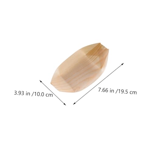 Platos desechables de madera en forma de barco 50 piezas miniatura 2