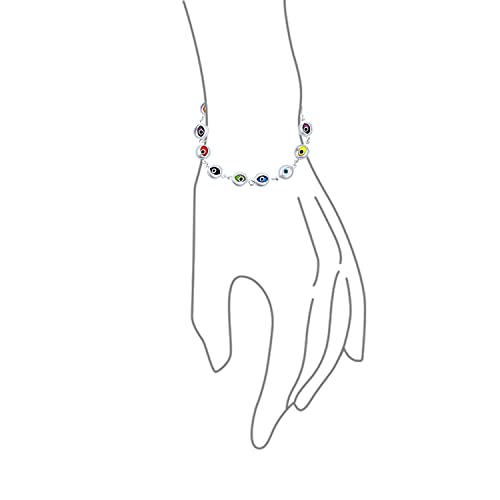 Bling Jewelry Turkish Colorful Multicolor Spiritual Protection Amulet Strand Link Multi Charm Flower Evil Eye Bracelet For Women Teens .925 Sterling Silver 7, 7.5 Inch Made In Turkey2
