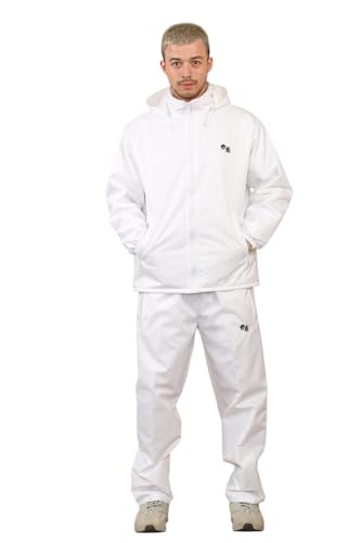 Janisramone® Men's Bowling Jacket & Trousers, Fully Fleece Lined Waterproof Jacket Detachable Hoodie Mens Zip up Fleece Jacket