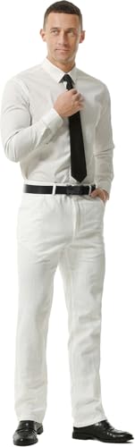 Hoerev Men's Linen Cotton Pants, Casual Business Style,4-Pocket Design,Copper Zip2