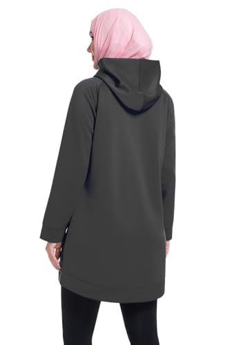 Modest Muslim Women's Zip Up Hoodie - Long Sleeve Athletic Pullover Jacket for Sports, Sweatshirt with Pockets3