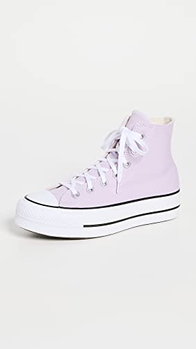 Image of Converse Women's Chuck Taylor All Star Lift Hi Canvas Sneakers, Pale Amethyst /White /Black, 9 Medium US