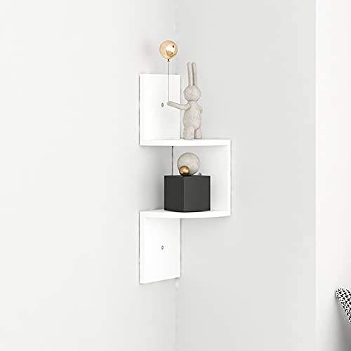 Estante esquinero flotante para cocina, dormitorio, sala de estar, estudio, estantería en zigzag multicapa con 2 niveles