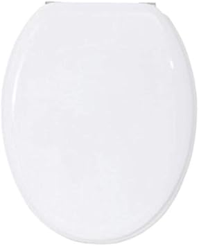 MSV 140003 Asiento para Inodoro con Tapa - de Madera de Densidad Media/Acero Inoxidable - 42,5 x 36,5 x 1,7 cm - Blanco