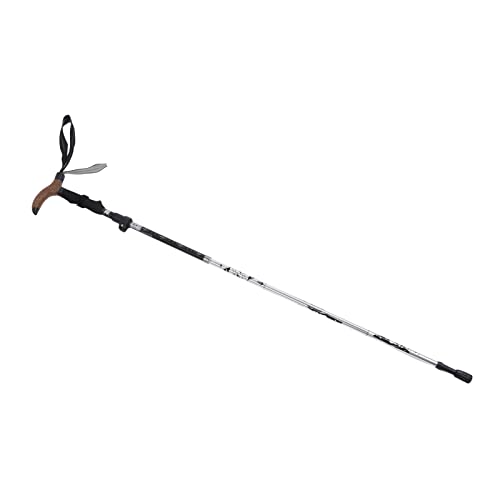 Trekking Pole, Firm Locking Hiking Stick 5 Fold Ultra Light for Outdoor (Silver)